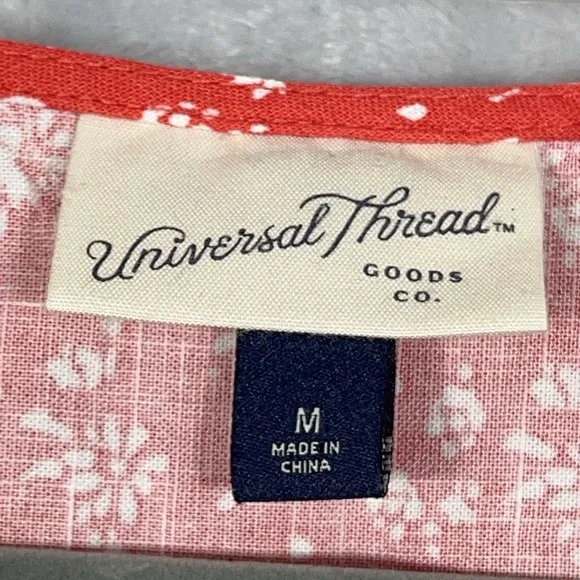 Universal Thread Red Floral Summer Midi Dress M Ruched Pockets Cottagecore Boho - Picture 7 of 11